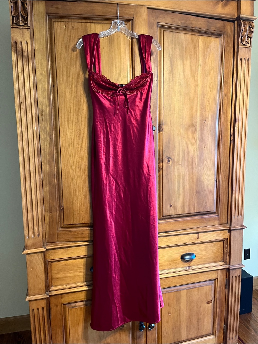 Lucy in the Sky Red Satin Maxi Dress